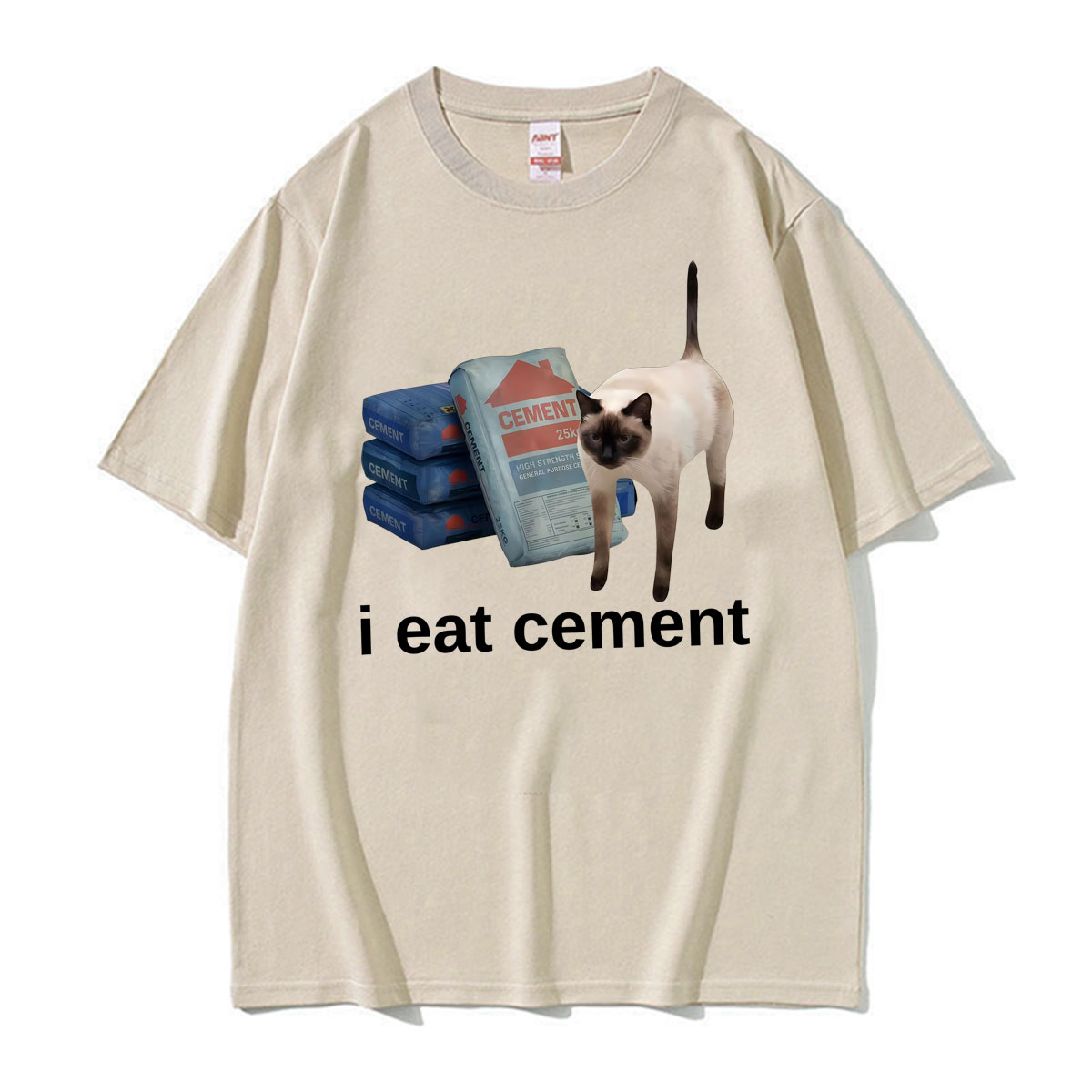 Vintage Fashion Gen Z - Zabawny Meme Kot Jedzący Cement Dziwna