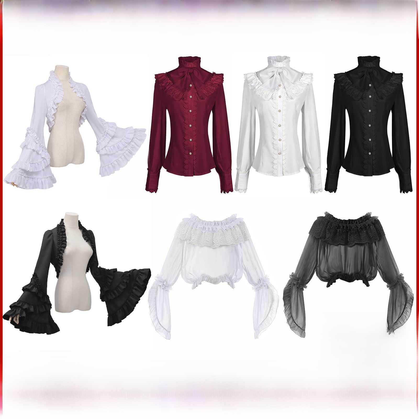 Vintage Victorian Fashion - Damska koszula w stylu gotyckim z