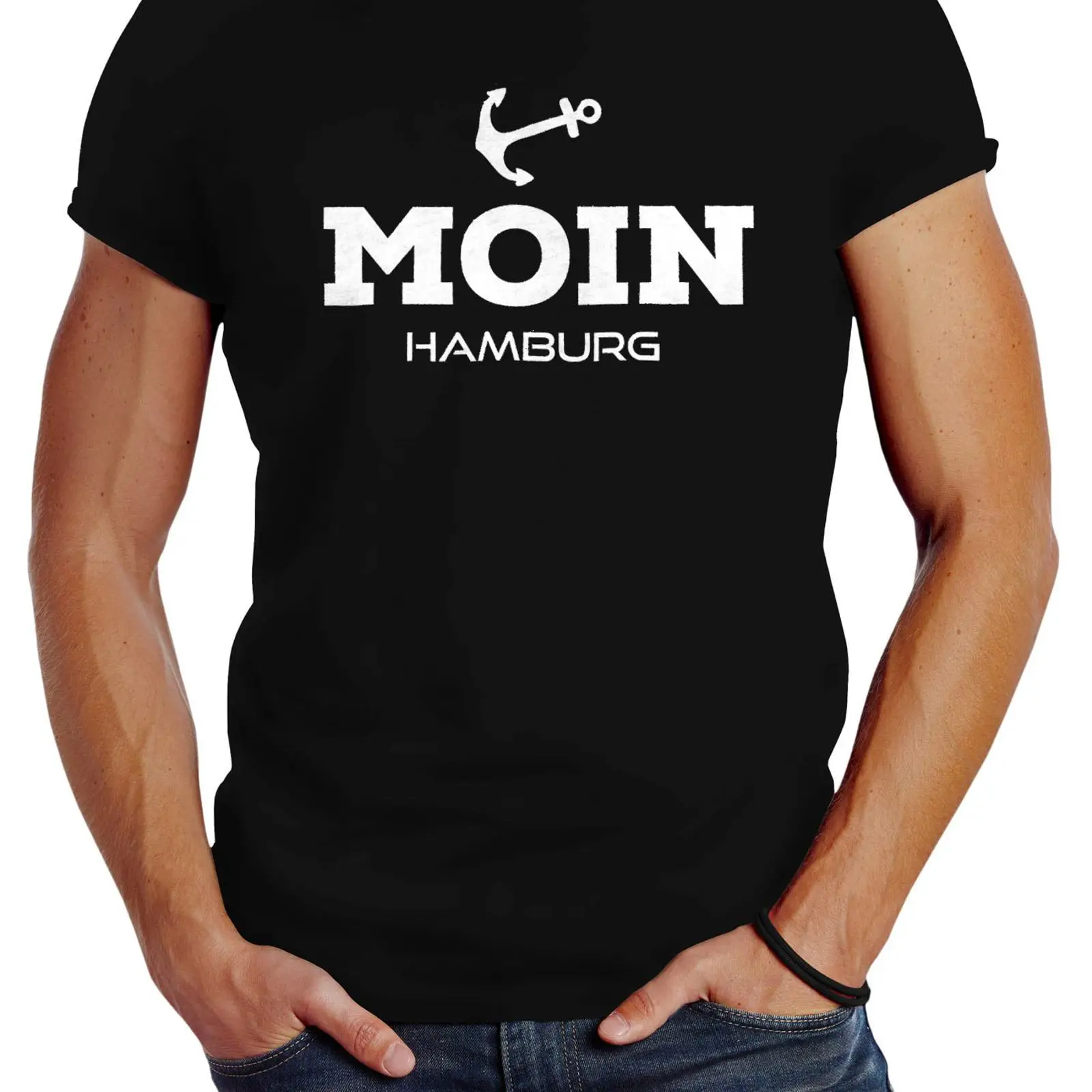 Vintage Fashion Hamburg - Koszulka męska Neverless Moin Hamburg Anchor