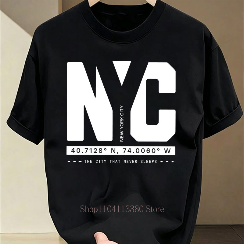 Vintage Fashion Nyc - Męskie koszulki z grafiką NYC, letnie,