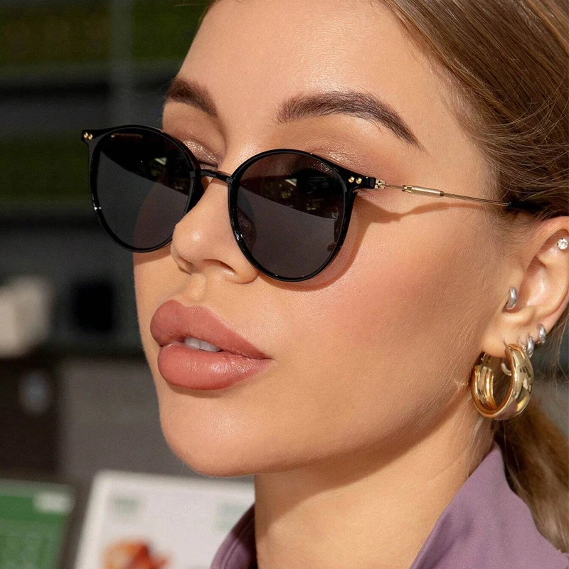 Vintage Fashion De - Nowe Okrągłe Okulary Przeciwsłoneczne Damskie Vintage