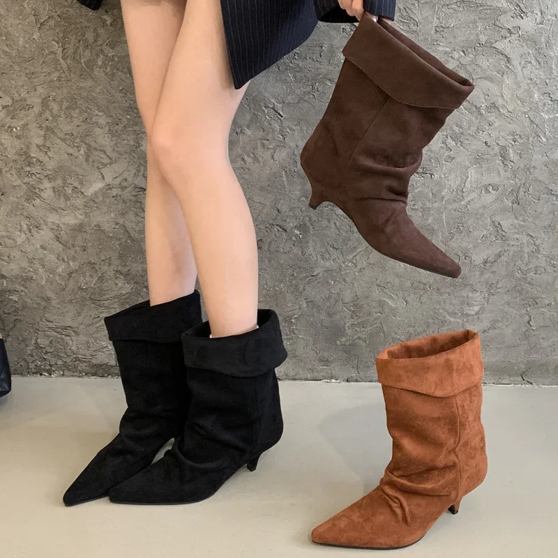 Vintage Fashion De - Aneikeh Zimowe Botki Damskie z Ostrą