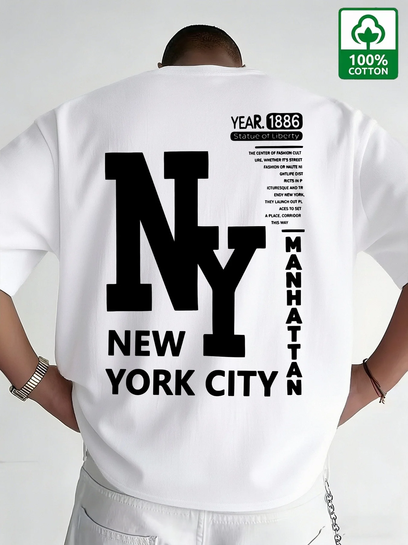 Vintage Fashion Nyc - Męska koszulka NYC, bawełniana, z nadrukiem