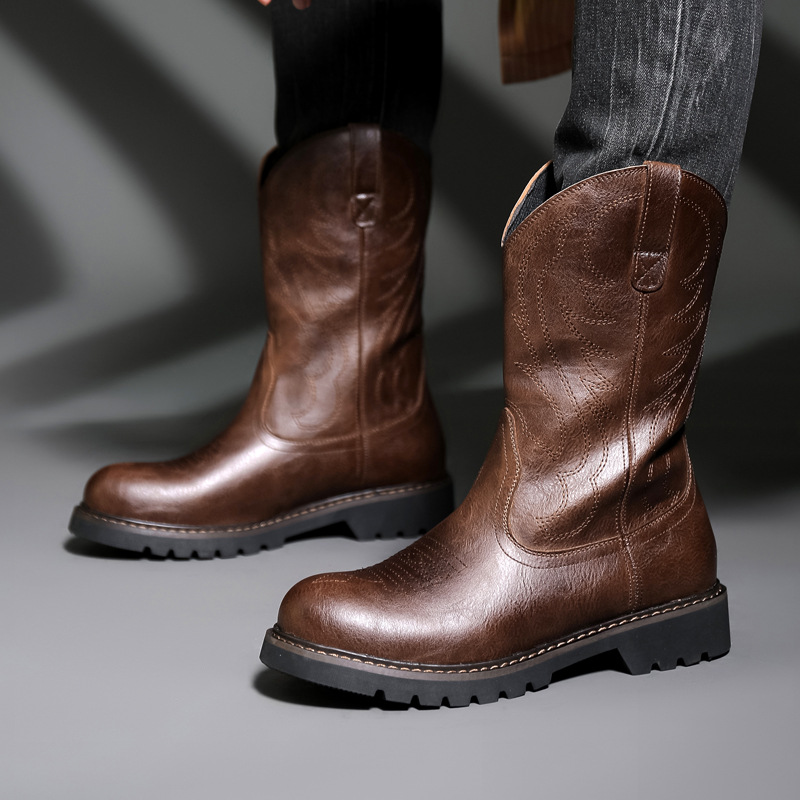 Vintage Fashion De - Męskie buty kowbojskie Nowe haftowane buty