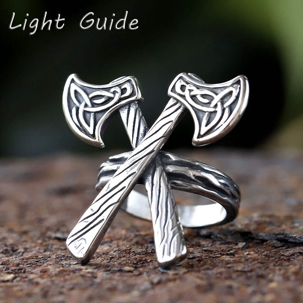 Vintage Fashion Guide - 2025 Vintage Celtic Wolf Axe pierścionek