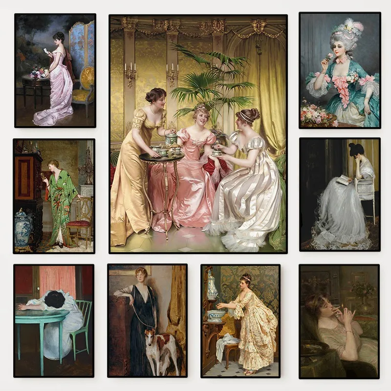 Vintage Victorian Fashion - Plakat z portretem kobiet z czasów