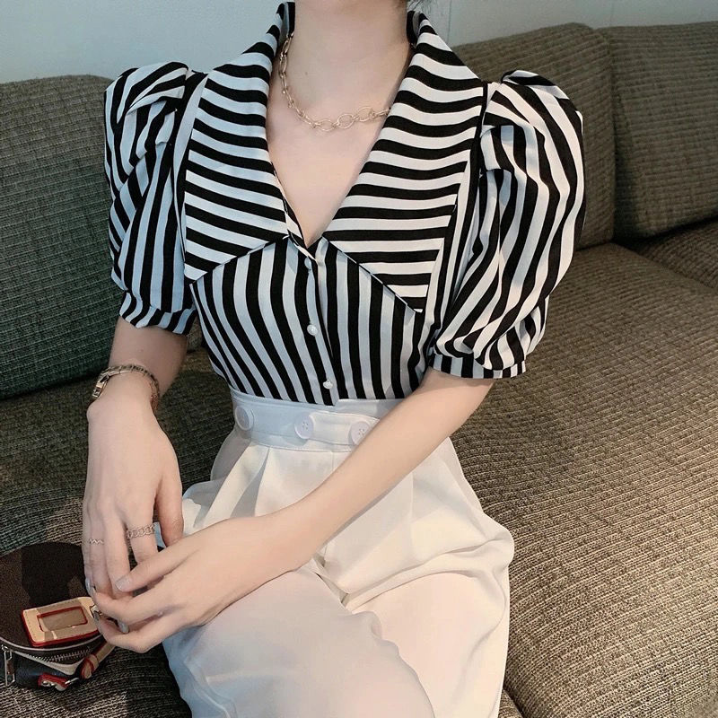 Modne bluzki w paski damskie k – Vintage Fashion De recenzja i cena